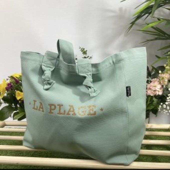 Cabas Céladon "La plage"