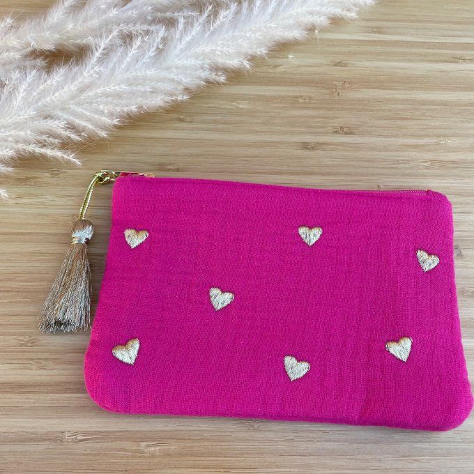 Pochette en gaze de coton COEURS