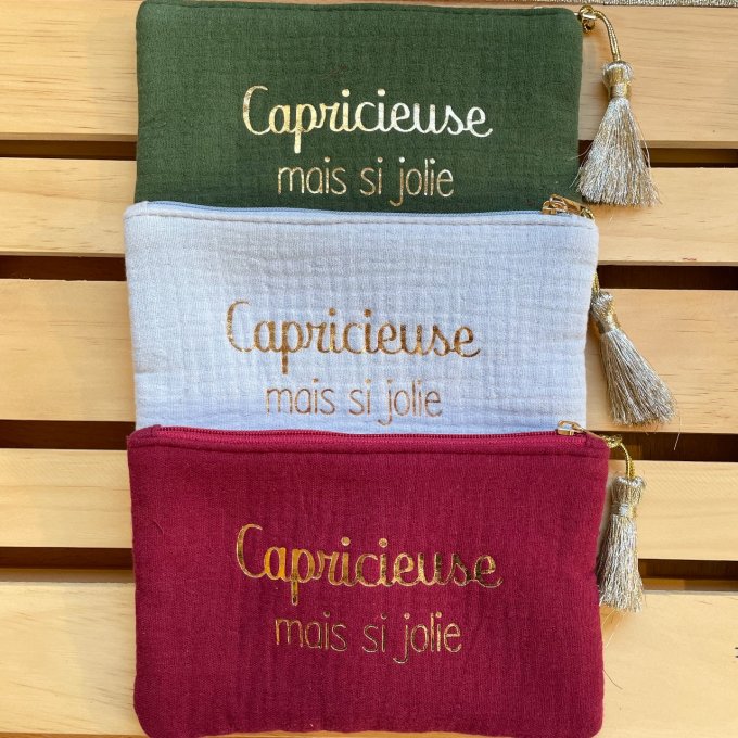 Pochette en gaze de coton "Capricieuse mais si jolie"