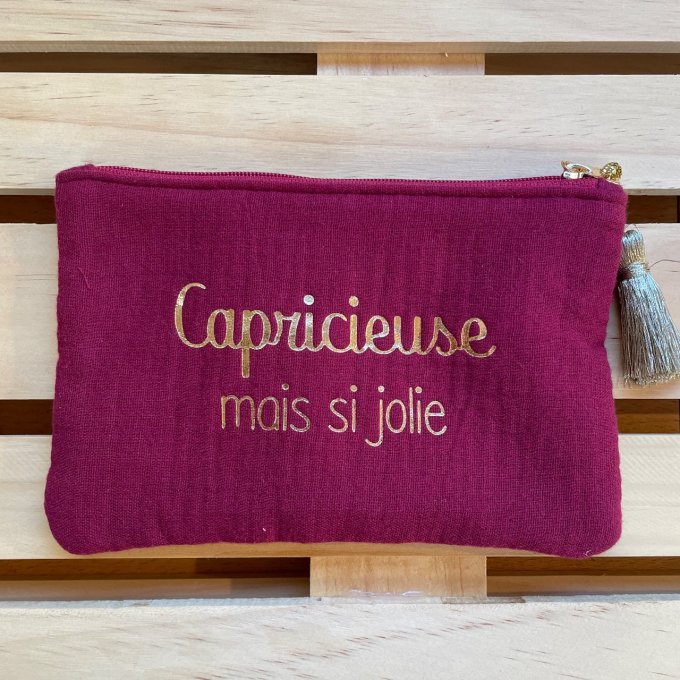 Pochette en gaze de coton "Capricieuse mais si jolie"