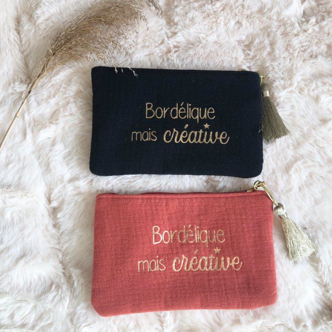 Pochette en gaze de coton "Bordélique mais créative"