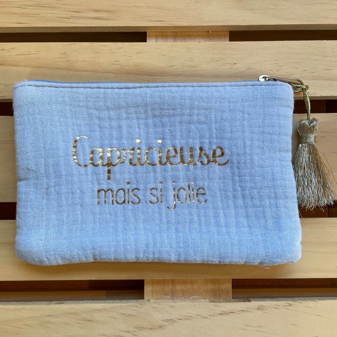 Pochette en gaze de coton "Capricieuse mais si jolie"