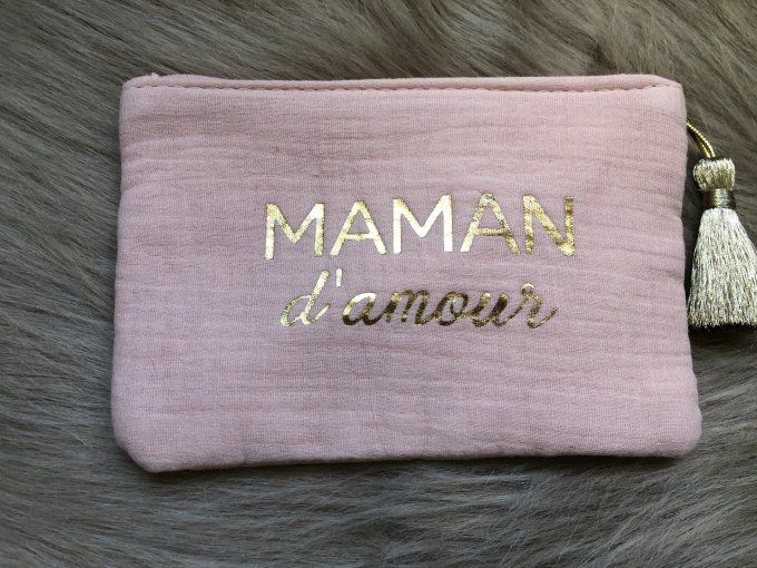 Pochette en gaze de coton "Maman d'amour"