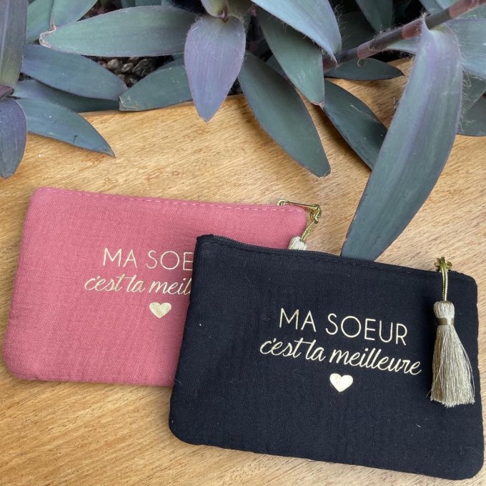 Pochette en gaze de coton "Ma sœur c’est la meilleure »