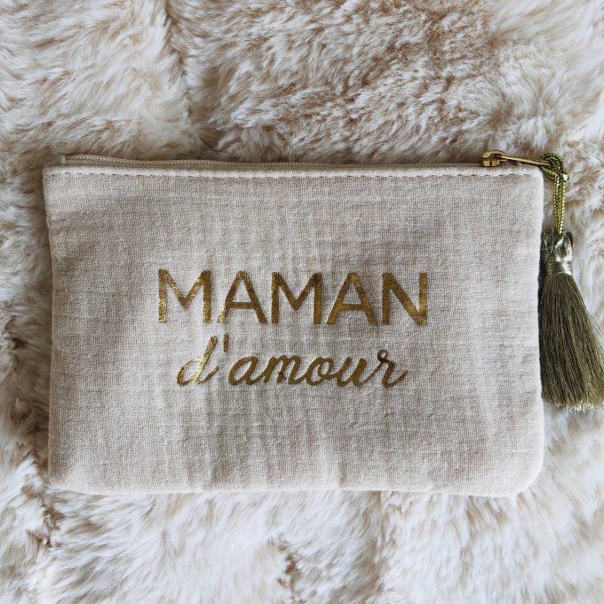 Pochette en gaze de coton "Maman d'amour"