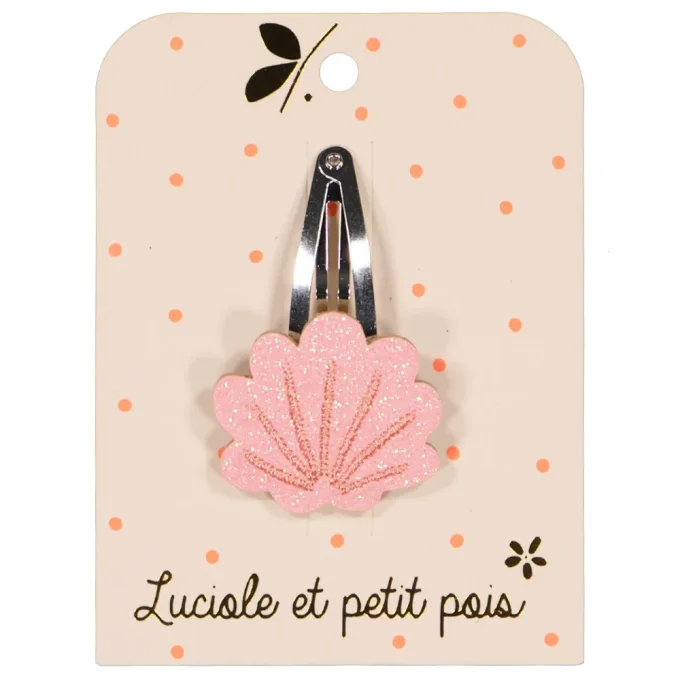 Barrette coquillage glitter rose