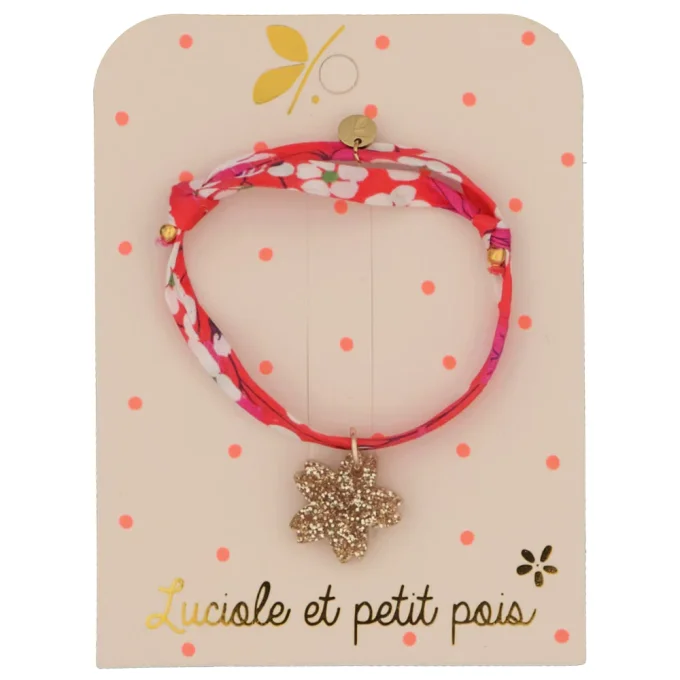 Bracelet liberty fleur or - Mitsi fuschia