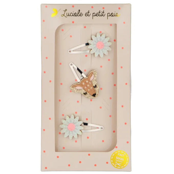 Coffret cadeau "Les trios" - Barrettes marguerites et biche