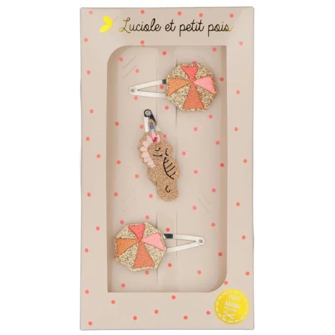 Coffret cadeau "Les trios" - Barrettes Parasols et hippocampe