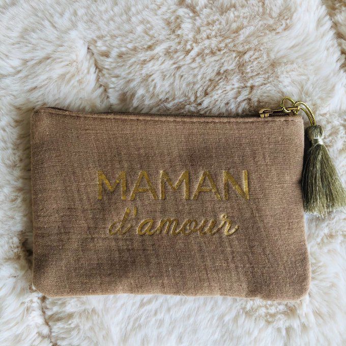 Pochette en gaze de coton "Maman d'amour"