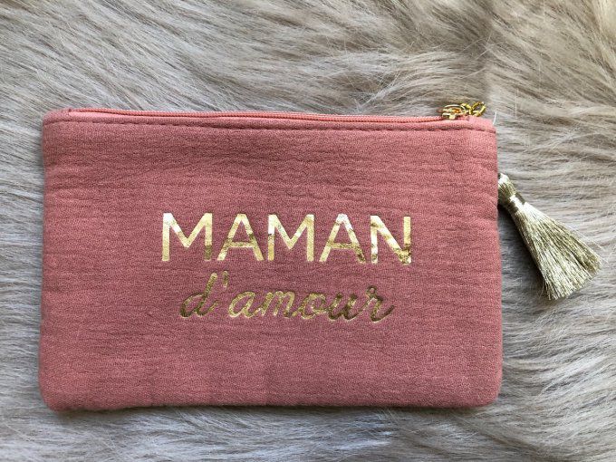 Pochette en gaze de coton "Maman d'amour"