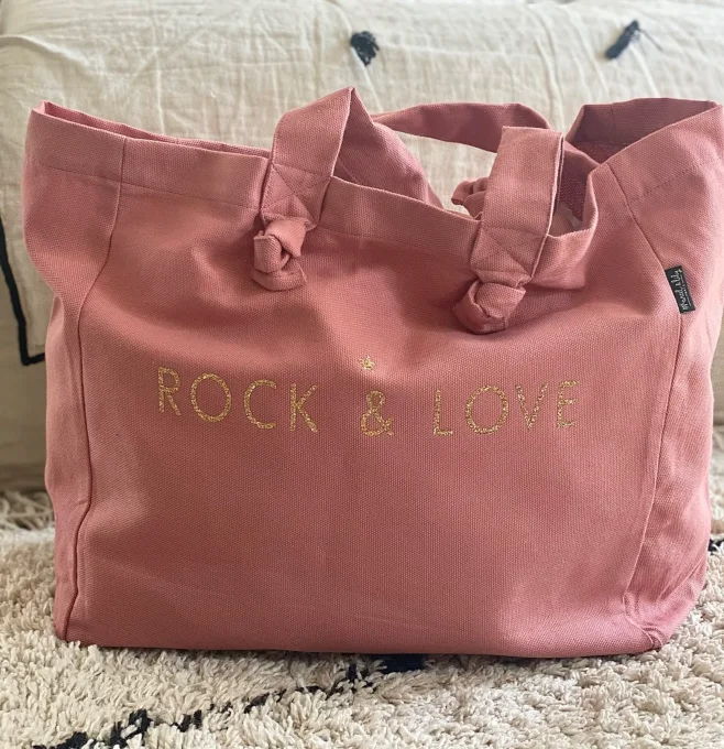 Cabas vieux rose "Rock and Love"