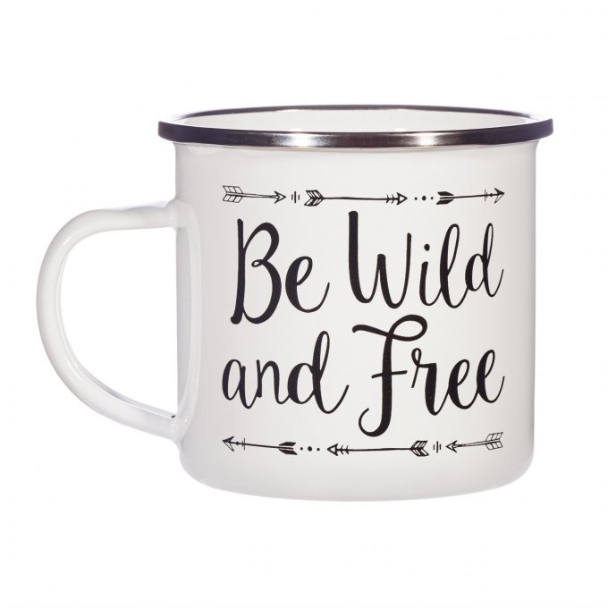 Mug émail "Be wild and free"