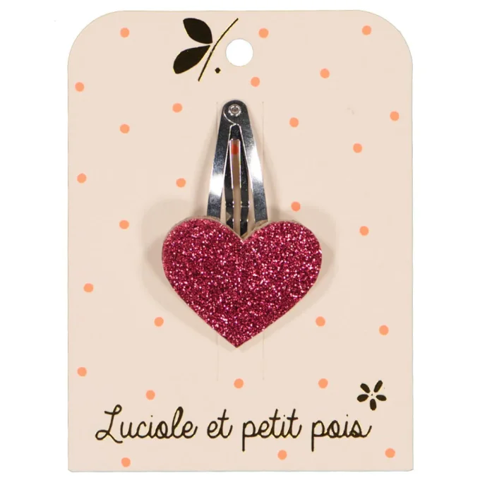 Barrette coeur framboise