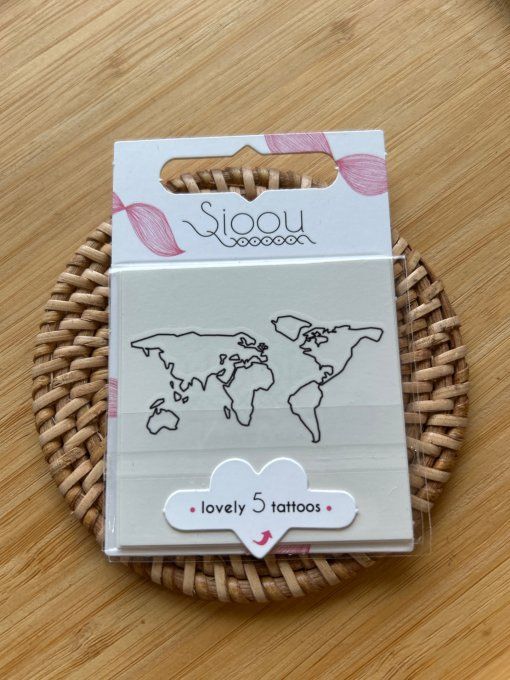 Tatouage éphémère : Carte du monde