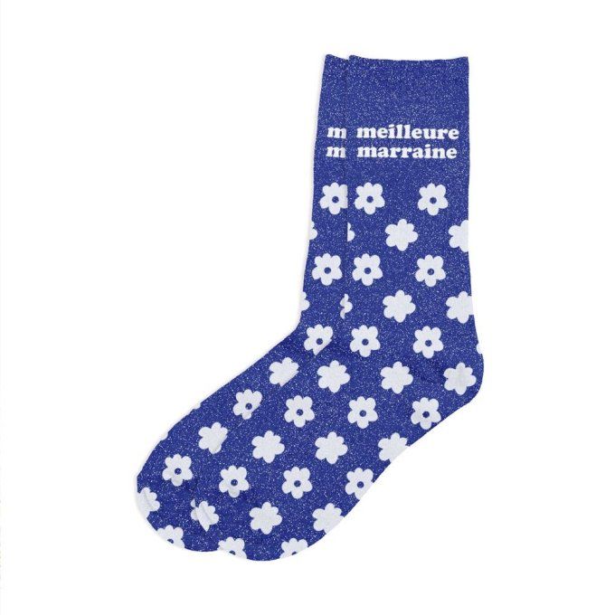 Chaussettes paillettes Meilleure marraine 