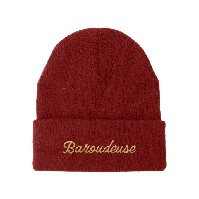 Bonnet bordeaux brodé Baroudeuse