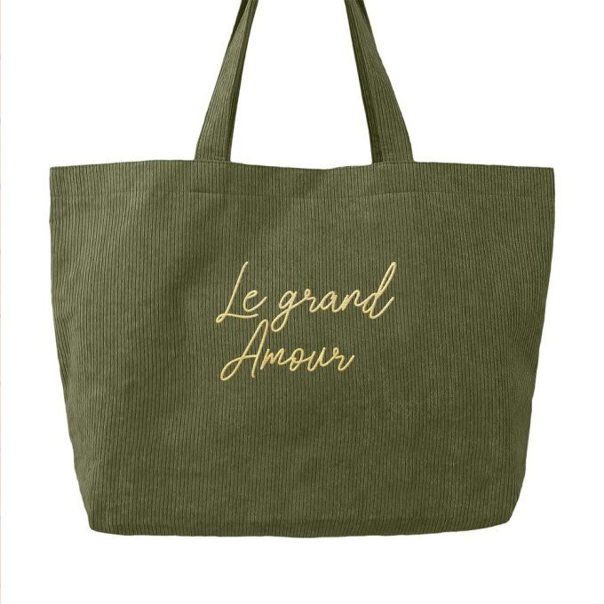 Sac cabas velours Le grand amour