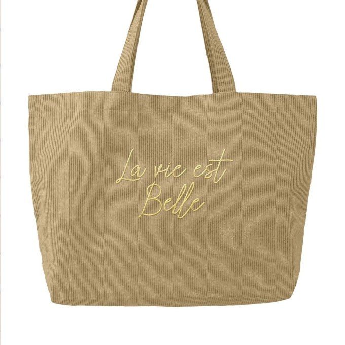 Sac cabas velours La vie est belle