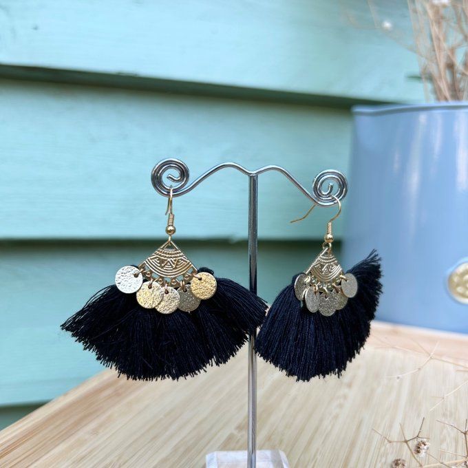 Boucles d'oreilles TZIGANE noires