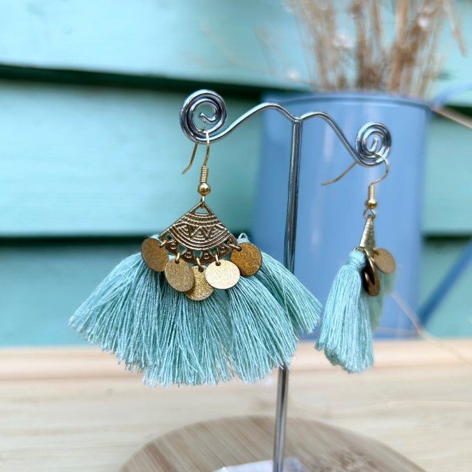 Boucles d'oreilles TZIGANE vert d'eau