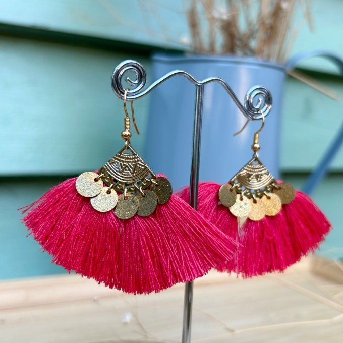 Boucles d'oreilles TZIGANE framboise