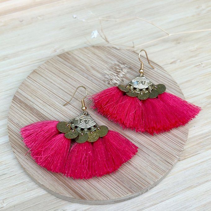 Boucles d'oreilles TZIGANE framboise