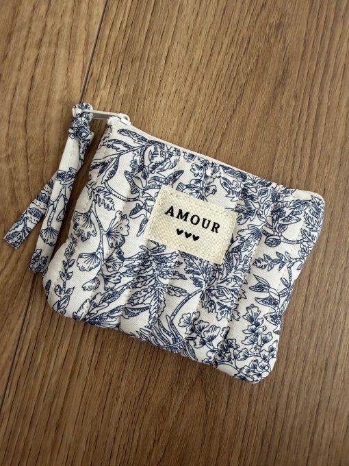 Porte monnaie Amour Fleuri bleu