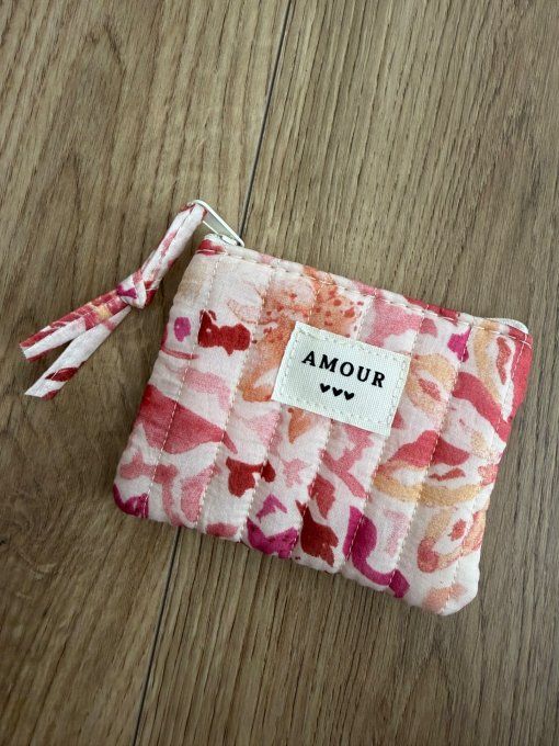 Porte monnaie Amour Fleuri écru