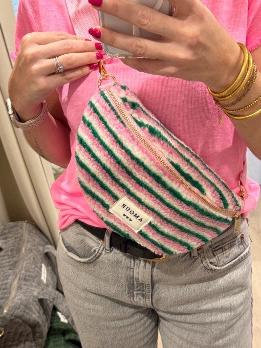 Sac banane effet moumoute rose