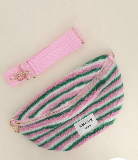 Sac banane effet moumoute rose