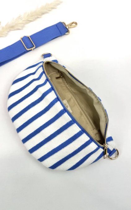 Sac banane rayures bleu 
