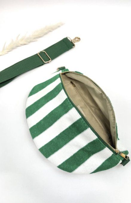 Sac banane rayures vert