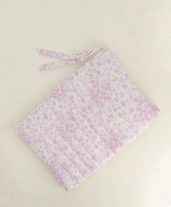 Trousse Amour fleurie rose