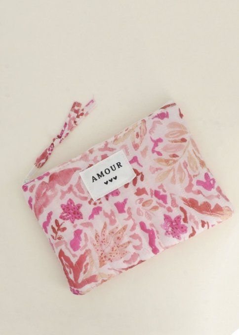 Trousse Amour fleurie écrue 