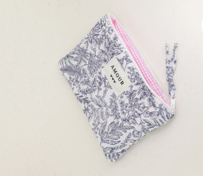 Trousse Amour fleurie bleue