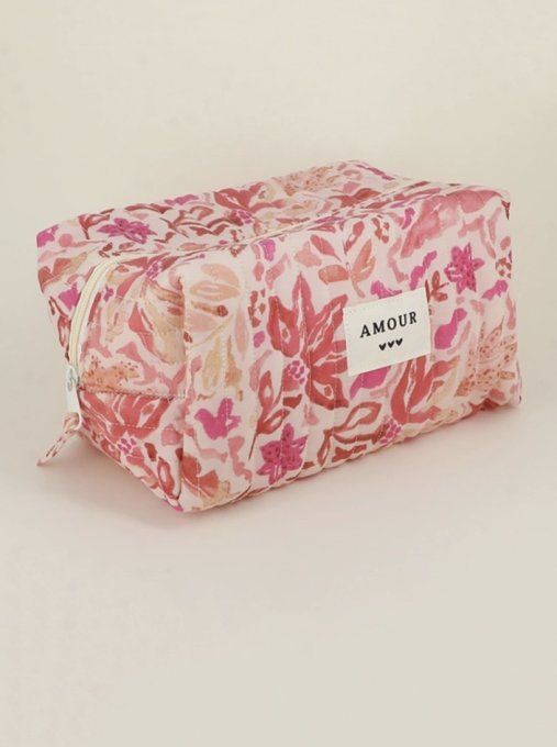 Trousse de toilette fleurie ecrue