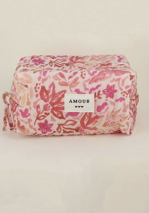Trousse de toilette fleurie ecrue