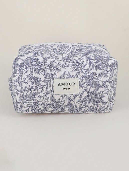 Trousse de toilette fleurie bleue