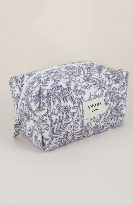 Trousse de toilette fleurie bleue