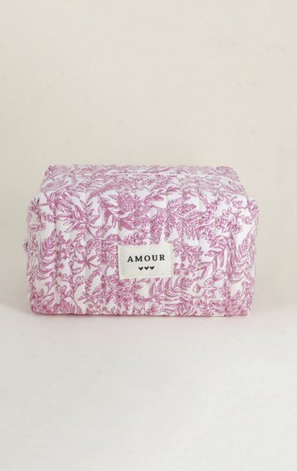 Trousse de toilette fleurie rose