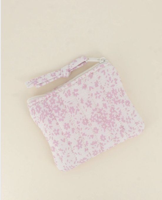 Porte monnaie Amour Fleuri rose pâle 