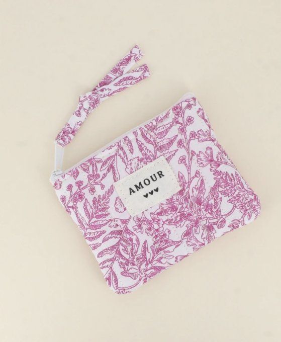 Porte monnaie Amour Fleuri rose