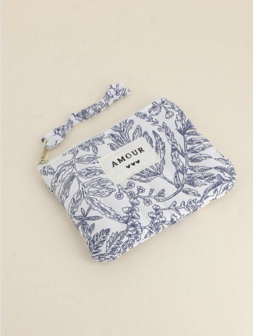 Porte monnaie Amour Fleuri bleu