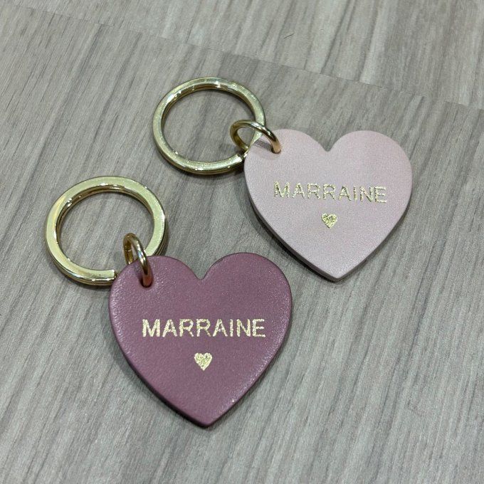 Porte-clé coeur MARRAINE 