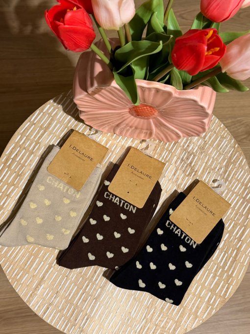 Chaussettes cœur chaton 