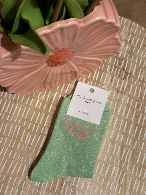 Chaussettes paillettes Matcha 