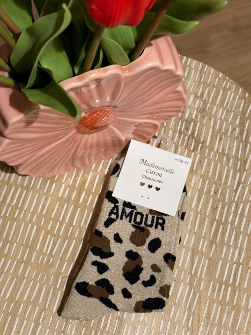 Chaussettes paillette léopard Amour