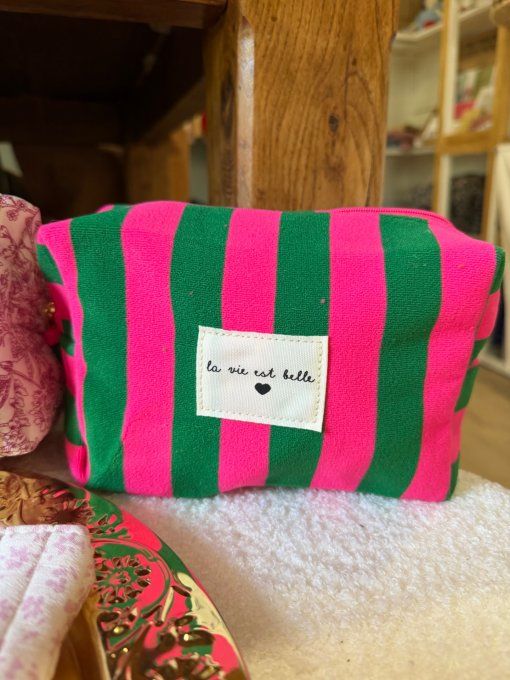 Trousse rayée La vie est belle 