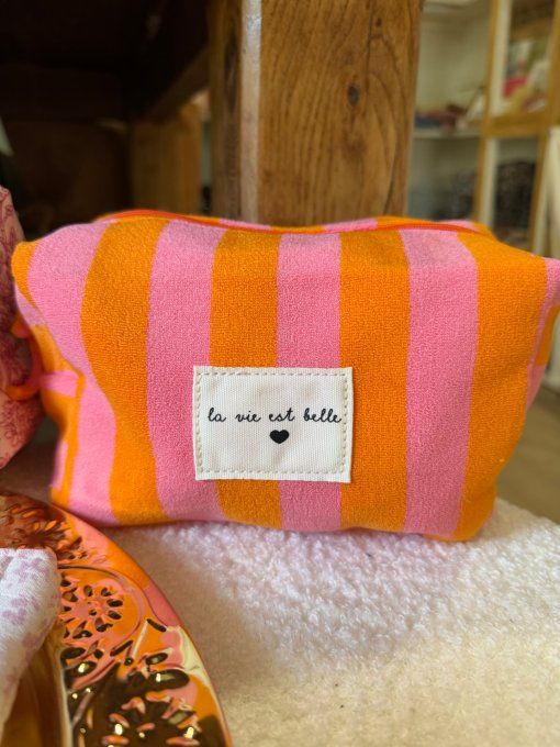 Trousse rayée La vie est belle 